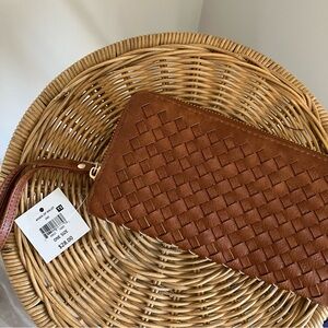 NEW WITH TAGS Woven Faux Leather Wallet Clutch